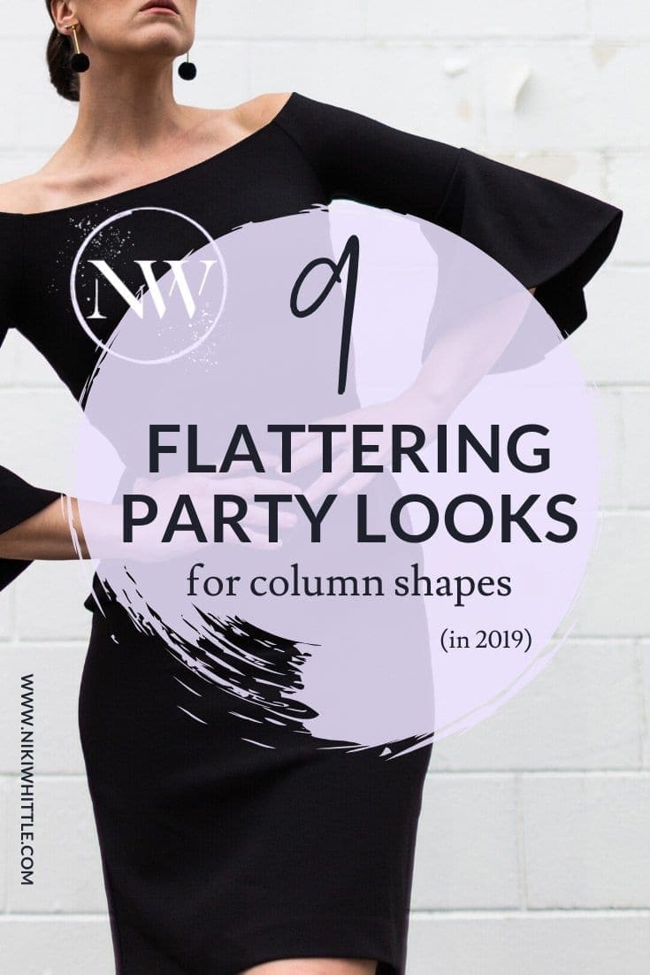 flattering-party-dresses-for-column-shaped-women women wearing a black wiggle dress