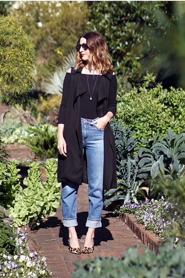 An image of an outfit illustrating how to use the rule of thirds to put an outfit together