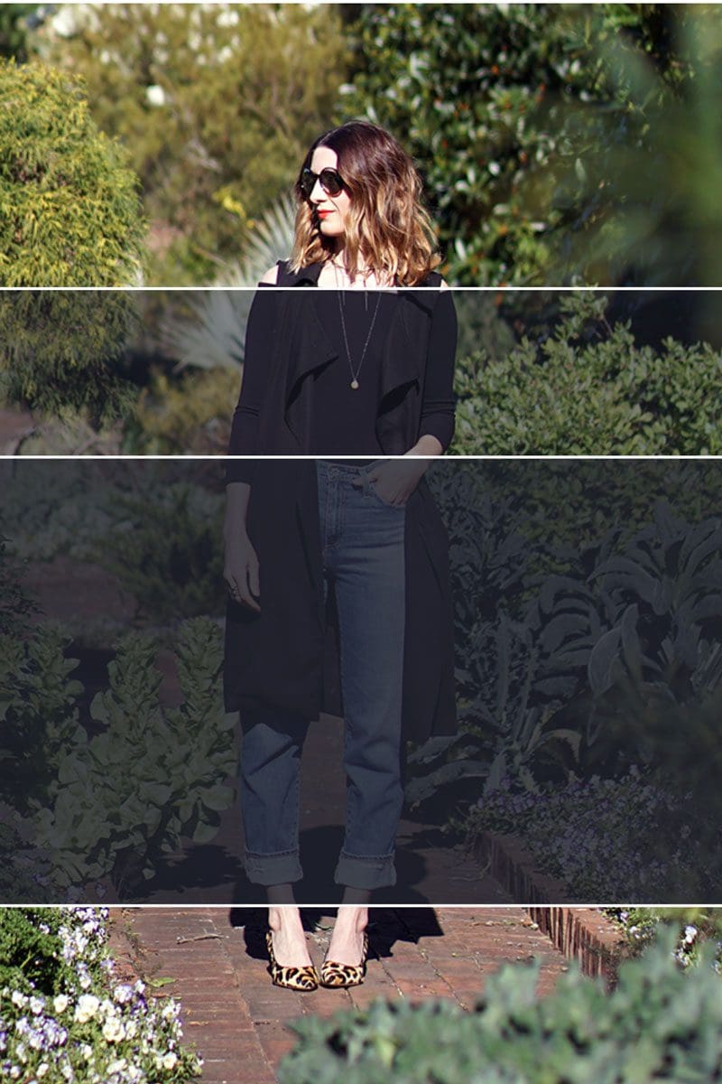 An image of an outfit illustrating how to use the rule of thirds to put an outfit together