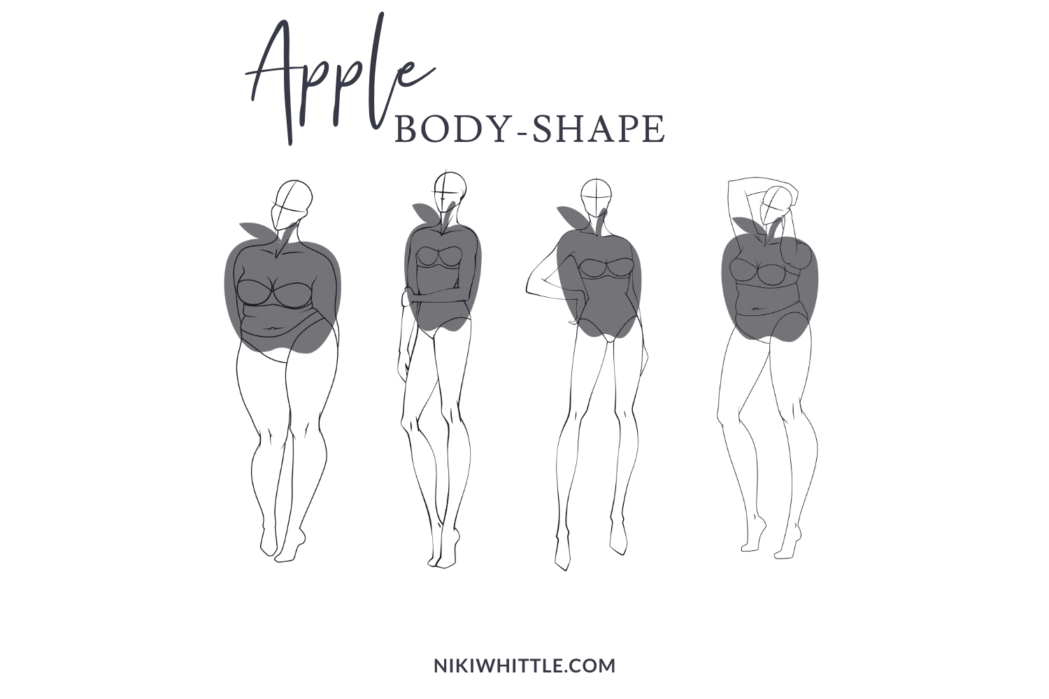 An illustration of 4 different types of apple body shape